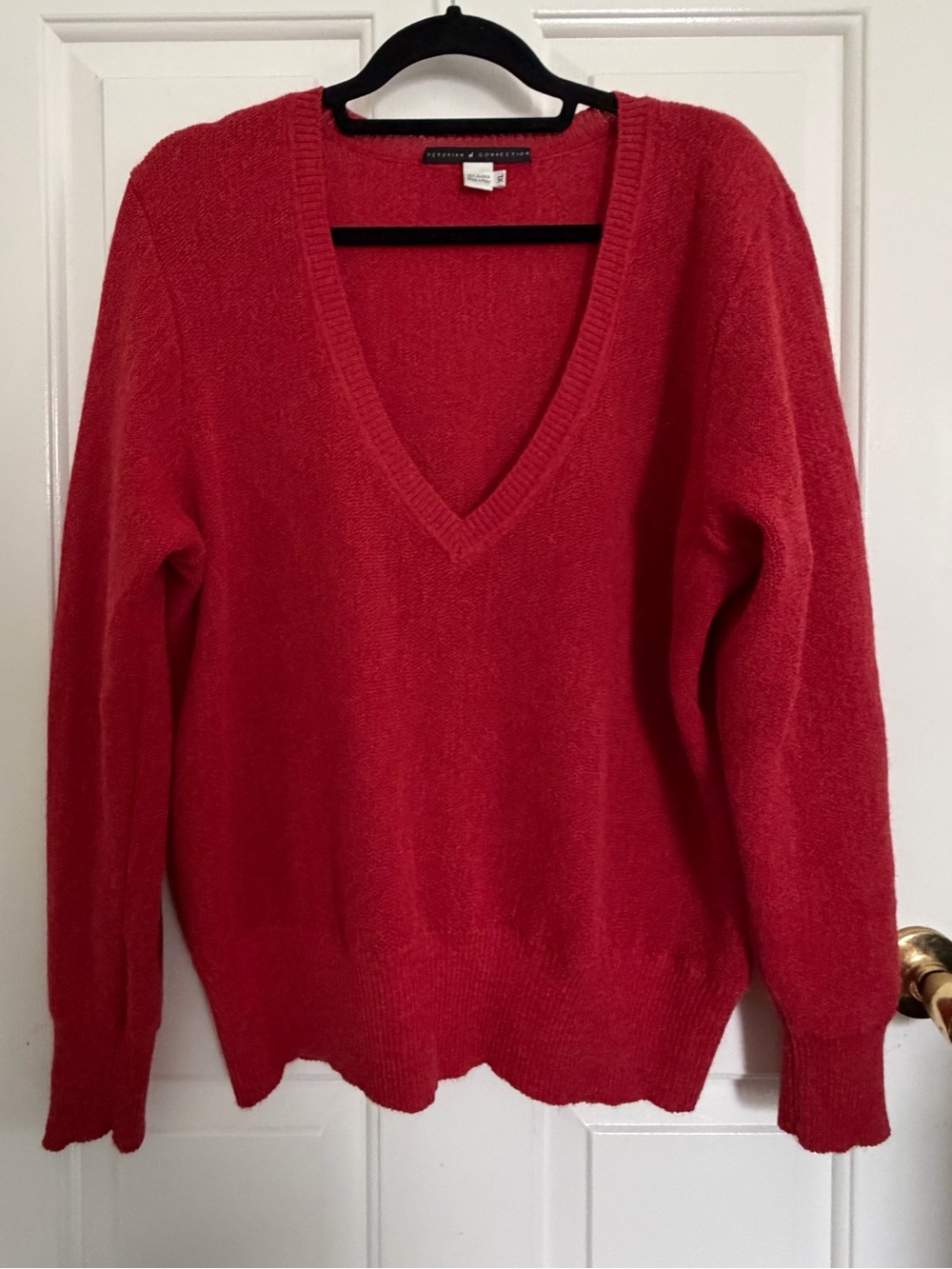 Peruvian Connection V-Neck Alpaca Sweater Red Size XL